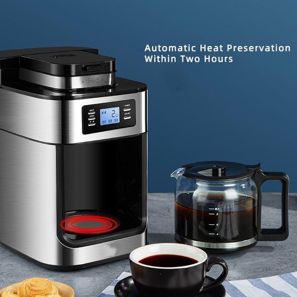 

2 in 1 electric drip coffee maker full automatic 1.2l coffee grinder with pot ground beans