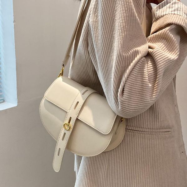 

trendy pu leather saddle crossbody shoulder bag for women 2021 spring and summer small cute handbags and purses