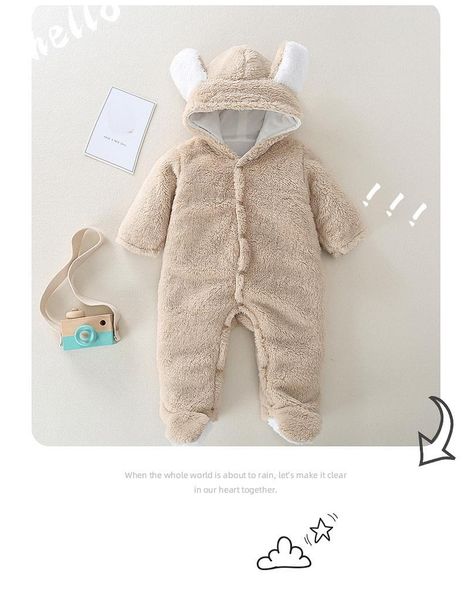 

jumpsuits baby girl boy clothes jumpsuit for kids winter fleece warm cotton borns cute hooded bag foot romper infant clothing, Blue