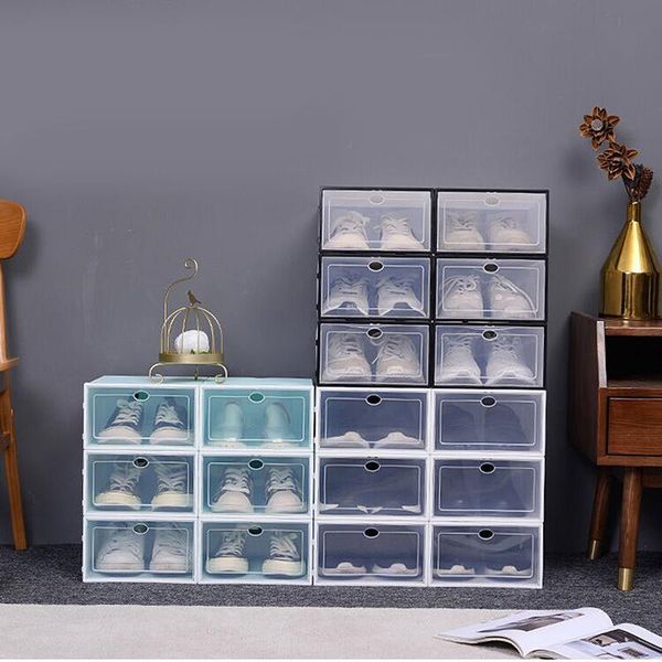

clothing & wardrobe storage 6pcs flip shoes box thickened transparent drawer case plastic shoe boxes stackable rack organizer