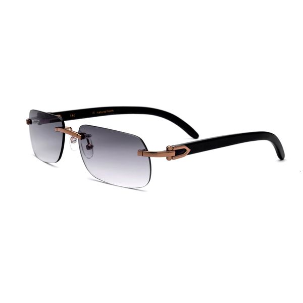 

sunglasses natural horn man uv400 rimless rectangle glasses for men vintage with box,case size:58-17-140mm nxiv, White;black