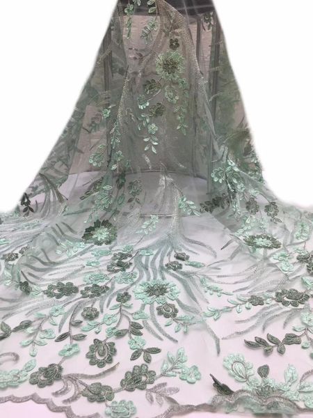 

ribbon brocade lace material african fabric 2021 french embroidery tulle for nigeria party, Pink;blue
