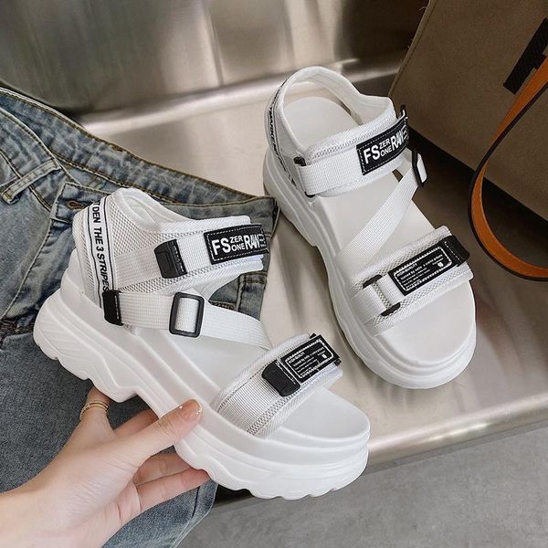 

dress shoes thick bottom sandalias woman casual dropship 2021 summer fashion platform beach sandals women plus size 35-43 comfortable, Black