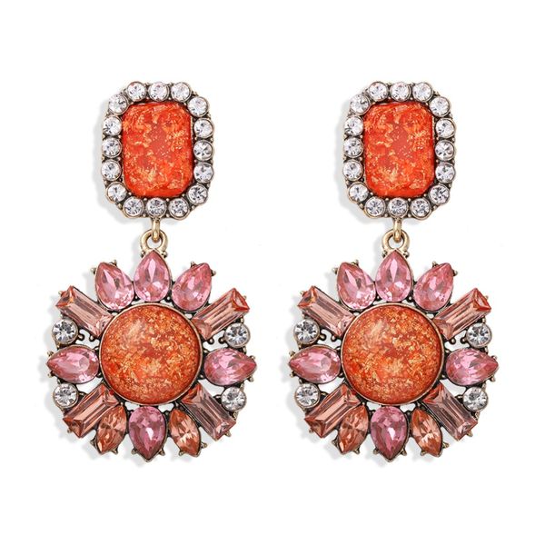

boheman crystal coloful flower drop earrings for women wedidng jewelry party ethnic hanging dangle earrings gifts hot, Silver