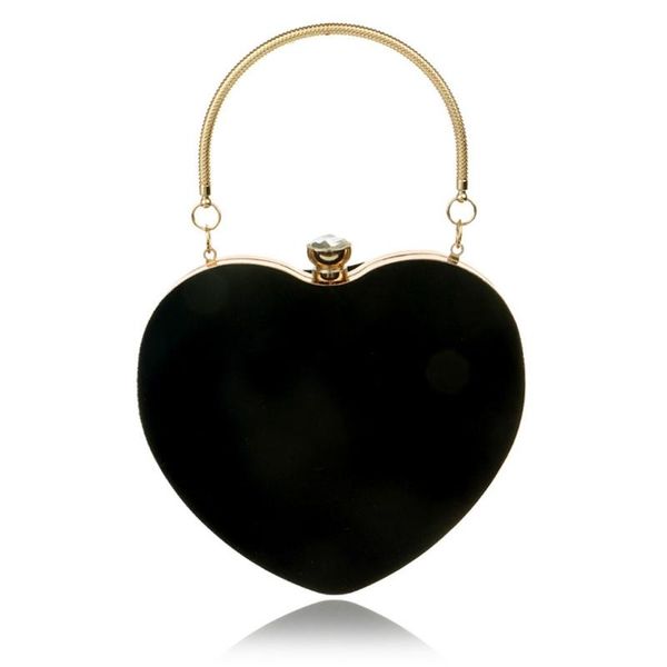 

women's clutch evening bag shoulder flocking bag heart rhinestone handbag