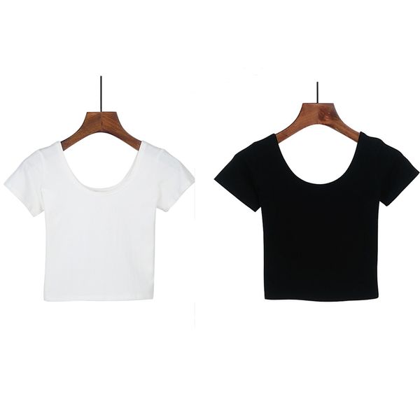 Женская футболка 2022 летняя женская футболка с коротким рукавом с коротким вырезом повседневное хлопок чистый цвет черный белый топы моды Tees женские женщины