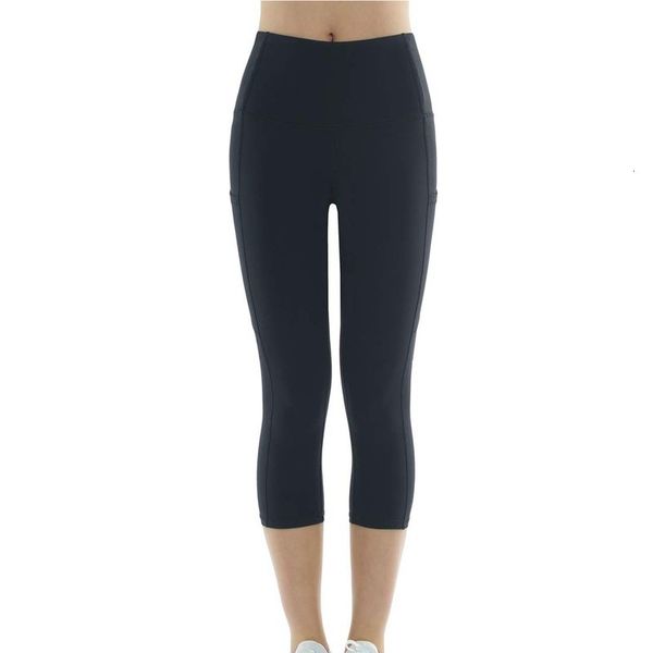 

style tall waist women stretch yoga leggings fitness running gym sport bags active broek the wall #40, Black