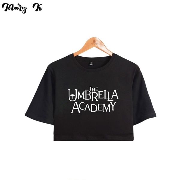 

the umbrella academy crop exposed navel t-shirt oversize o-neck women funny tshirt 210315, White