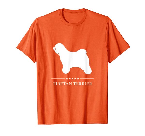 

tibetan terrier : white silhouette t-shirt, White;black