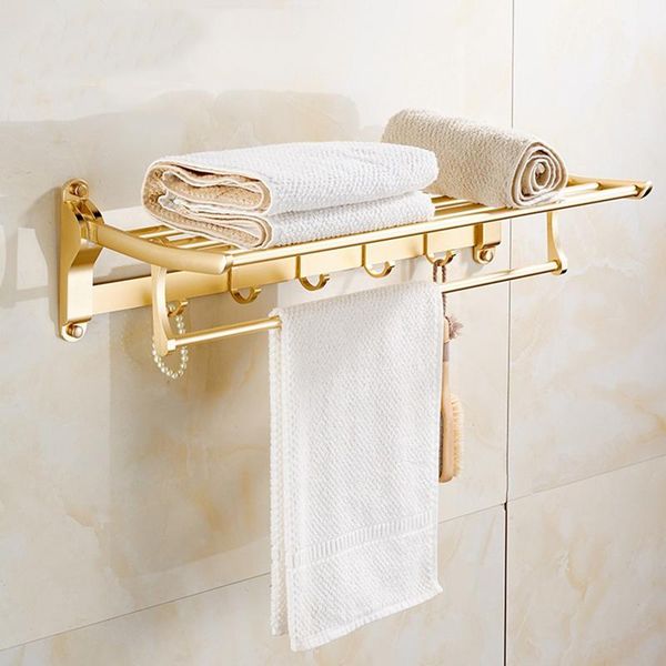 

towel racks aureate hanger nail foldable bath rack active bathroom holder double shelf with hooks