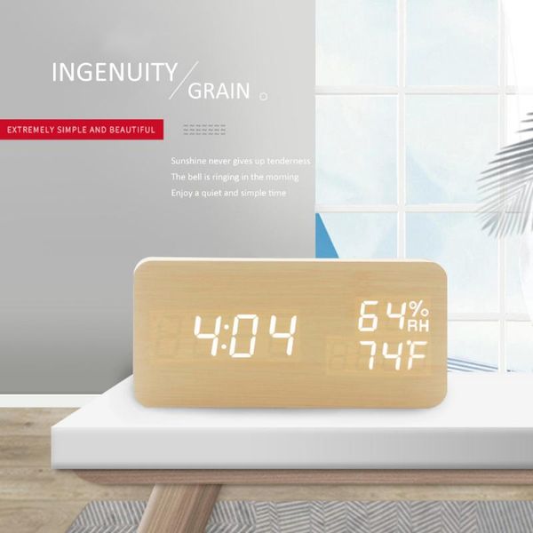 

wood block led digital clock night lights smart adjustable fashion multifunction electronic alarm clocks deskclocks