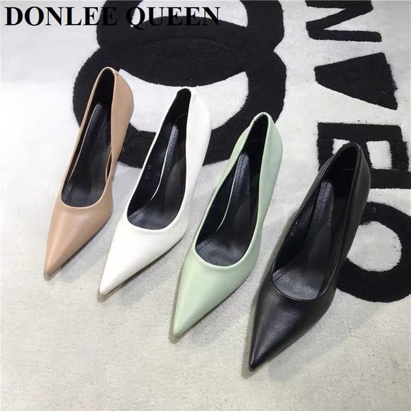 

women shoes pointed toe pumps thin heel 7 cm shoes women dress party shoe female office lady shoe for wedding shoe zapatos mujer, Black