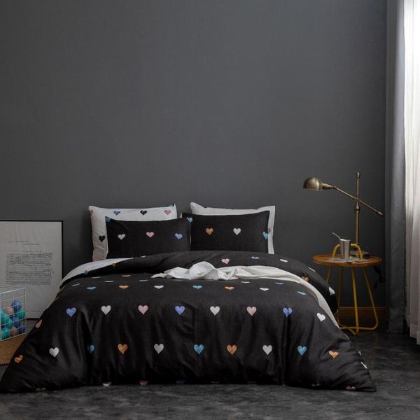 

bedding sets heart love black  set girls women kids cute bedclothes twin king size