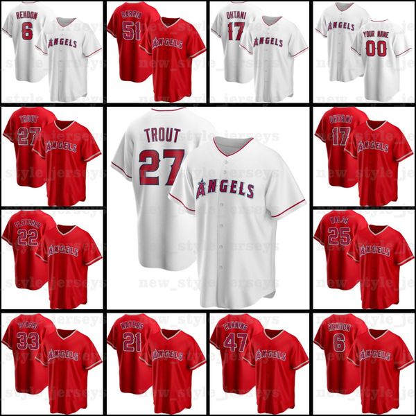 

27 mike trout angels shohei ohtani baseball jerseys jo adell luis rengifo luis rengifo jaime barria canning jared walsh raisel iglesias bz, Blue;black