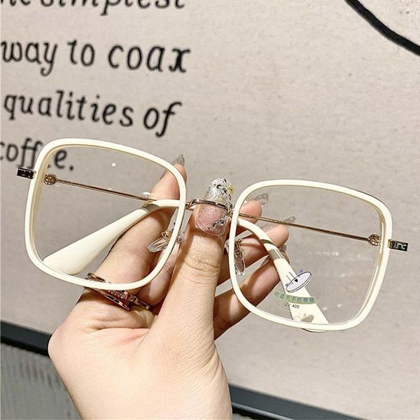 

fashion sunglasses frames retro anti-blue reading glasses transparent oversized square eyewear big frame decorative, Black
