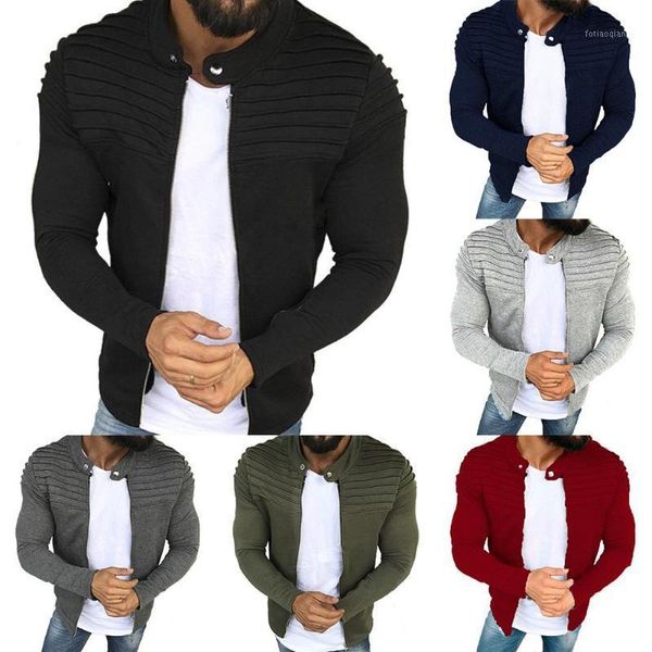 

men's jackets men winter thick warm coat fur windbreaker jacket fashion slim-fit solid color pleated long sleeve zipup outwear, Black;brown