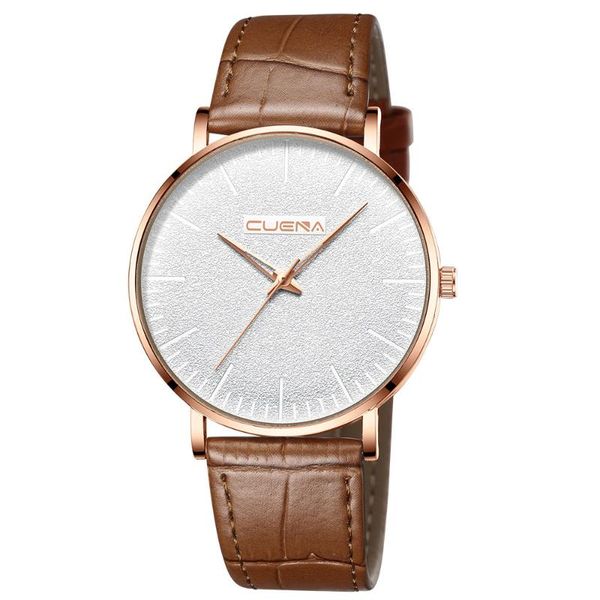 

wristwatches cuena 823 ultra-thin dial men's belt classic business quartz simple casual sports waterproof clock watch male, Slivery;brown
