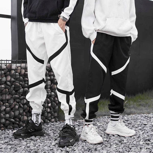 

men's pants joggers mens autumn drawstring waist loose track sweatpants hip hop trousers streetwear black white s-xxl 36ek xjjw