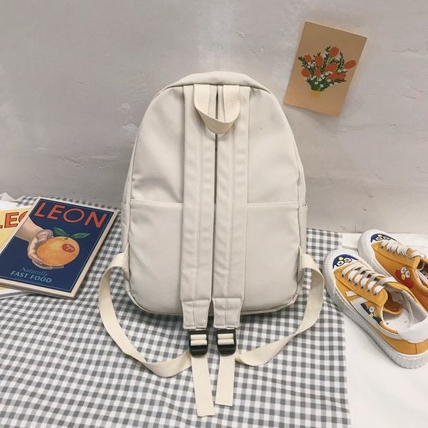 

nylon women backpack school bags for teenage girls middle student back pack black preppy style