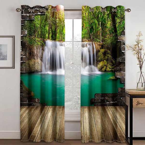 

beautiful p fashion customized 3d curtains green beach curtains 3d for living room window decoration