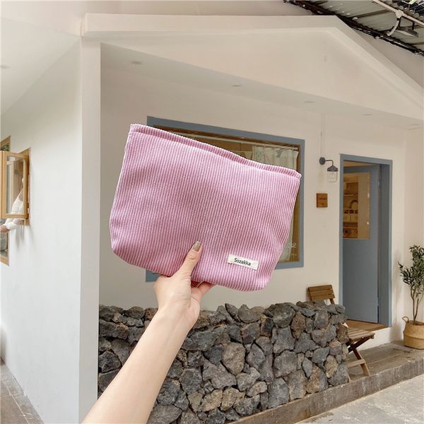 

3pcs cosmetic bags women corduroy plain large capacity travel makeup bag mix color