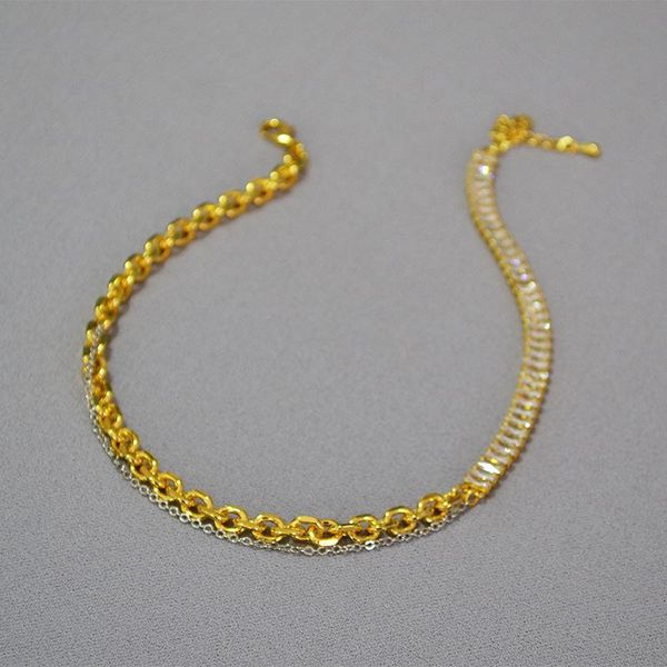 

chains cz stone splicing choker necklace for women gold chain emo jewelry punk cool stuff accessories, Silver