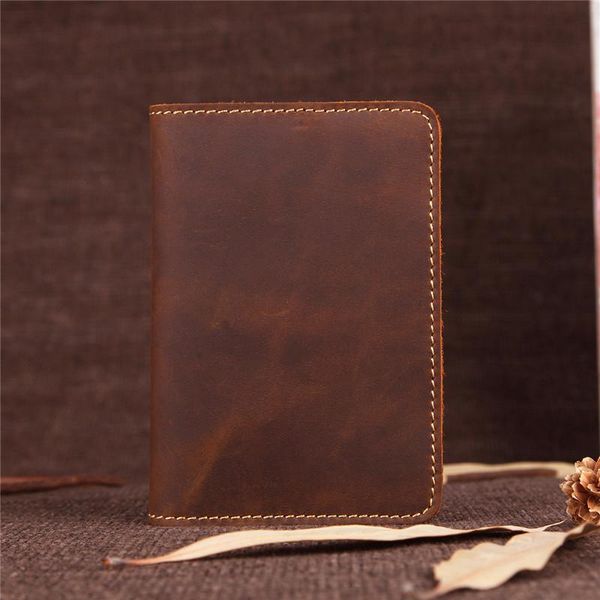 

card holders nesitu vintage genuine leather women men passport holder male real skin cover wallets #m2165, Brown;gray
