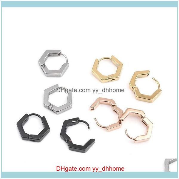 

jewelry8seasons 304 stainless steel hoop earrings black gold sier color geometric heart hexagon women party club jewelry & hie drop delivery, Golden;silver
