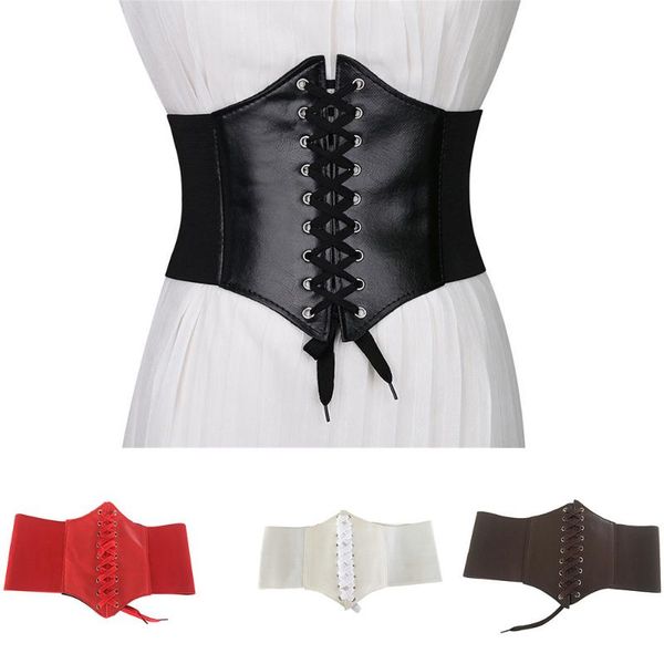

belts waist slimming leather women high pu body corset wide fashion belt rivet girdle version binding, Black;brown