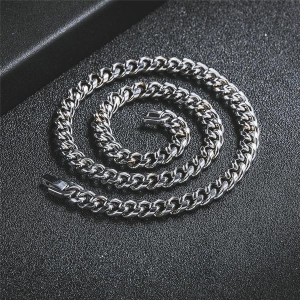 Ketten Breite 6/8mm Curb Cuban Link Kette Halskette Für Männer Frauen Punk Grundlegende Edelstahl Halsketten Silber farbe Choker Schmuck