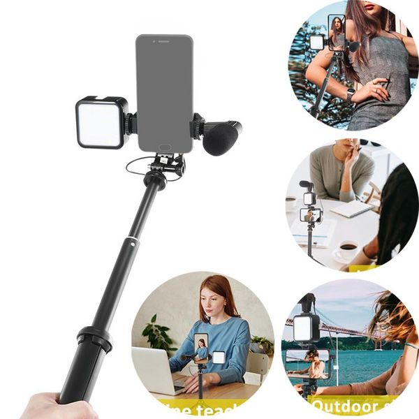 

selfie monopods wireless bluetooth stick with fill light and remote control microphone tripod for live vlog