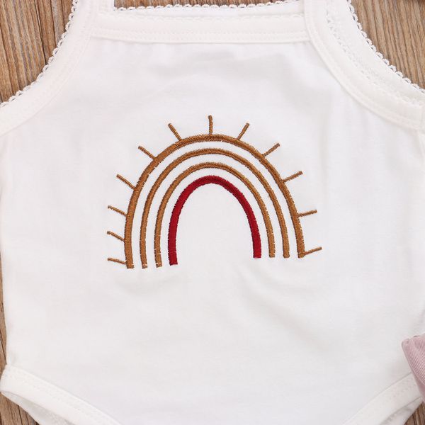 

0-24m newborn baby girls clothes rainbow romper jumpsuit shorts pants headband 3pcs outfits set, Black;green