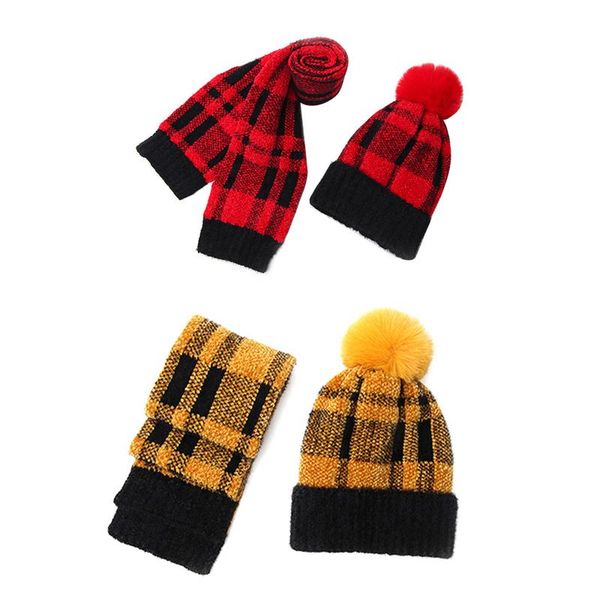 

hats, scarves & gloves sets plaid scarf set winter warm wool hat plus velvet girl, Blue;gray
