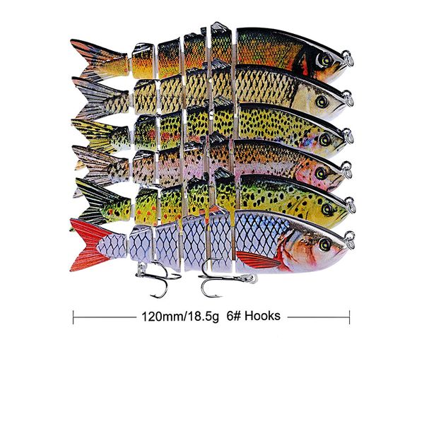 DHL Доставка 12 Цвет 12 см 18,5 г ABS Bass Рыболовные Приманки Топ-вода Рыболовные Приманки Многогладные Купальники Живая Жесткая Приманка Форель окунь