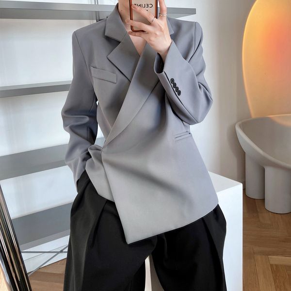 

new 2021 casual coat turn down collar pure color spring women fashion design office style blazer casaco feminino ijdd, White;black