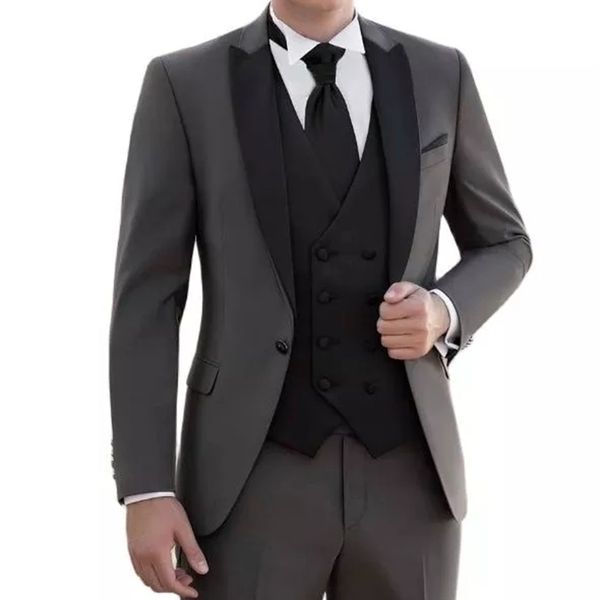 

men's suits & blazers gray jacket and black pants, men's suit with a lapel, engagement suit, tuxedo, three pieces. ge1j, White;black