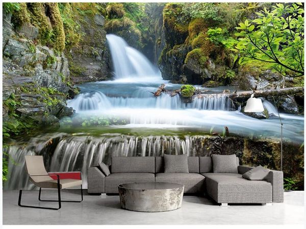 

wallpapers 3d po wallpaper custom mural beautiful scenery of mountain waterfall flowing water decor living room for walls 3 d