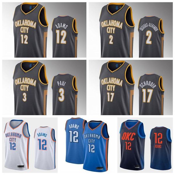 

2020 steven adams oklahoma city thunder men 2019/20 okc swingman jersey charcoal edition basketball jerseys, Black;red