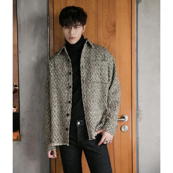 

small fragrance jacket korean fashion retro loose brimmed autumn men's casual jackets, Black;brown