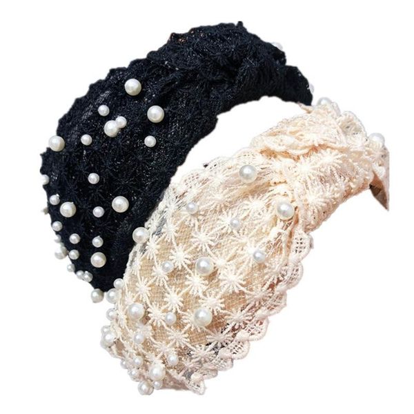

hair accessories fashion style lace knotted black gypsophila beige wave headband headwear