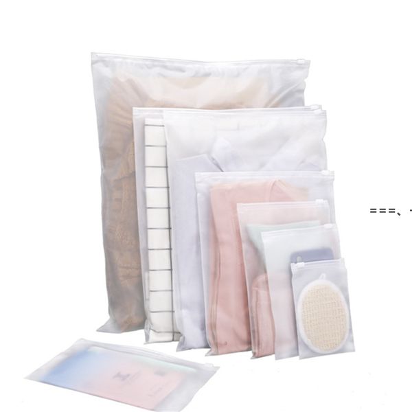 NEU100 teile/los Frosted Zipper Seal Plastiktüte Tragbare Reise Aufbewahrungsbeutel Wiederverschließbare Verpackungsbeutel für Geschenk Kleidung Schmuck RRE11770