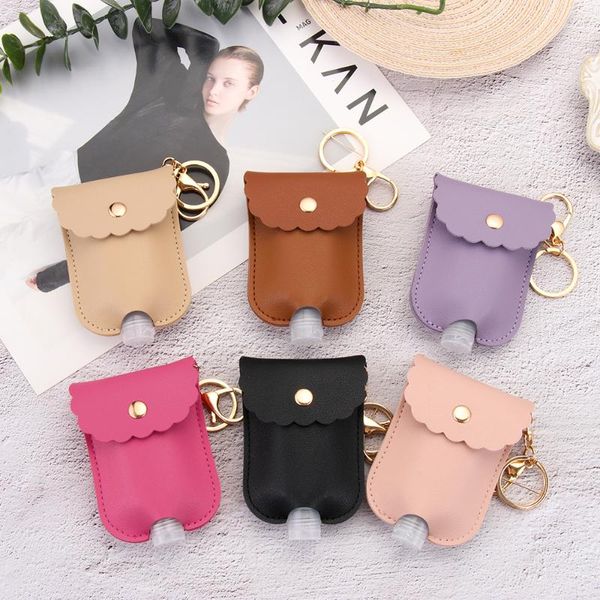 

1pc portable hand sanitizer bottle holder flip cap reusable travel refillable bottles soap containers with keyring