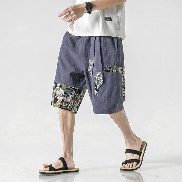 

men's shorts streetwear summer men 2021 cotton linen casual mens chinese style bermuda calf-length short pants men1, White;black