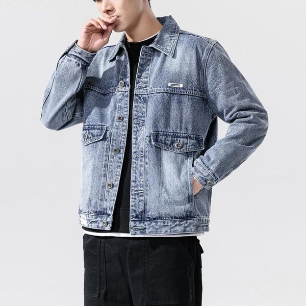 

spring and autumn new large size men's men's retro denim jacket korean trendy brand tooling jacket loose cowboy denim men, Black;brown