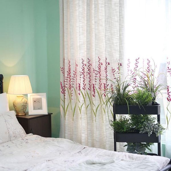

curtain & drapes pastoral tulle bedroom curtains chinese wisteria embroidered window cotton linen for living room