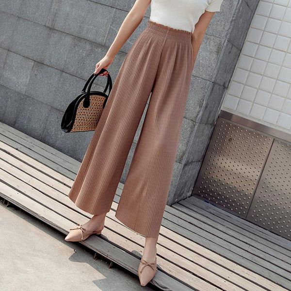 

women's pants & capris pleated cool harajuku wide leg trousers female summer high waist loose thin ankle long women, Black;white