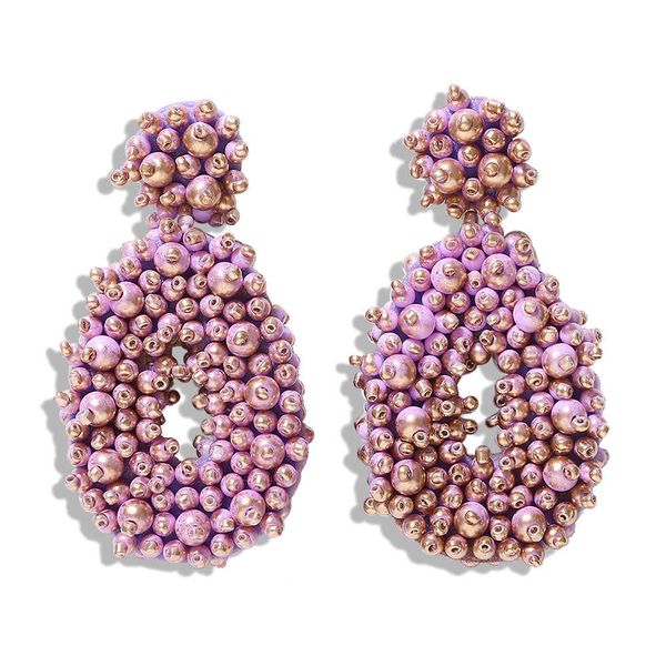 

bohemian style new beaded oval women's fashion temperament color plated earrings women, Silver
