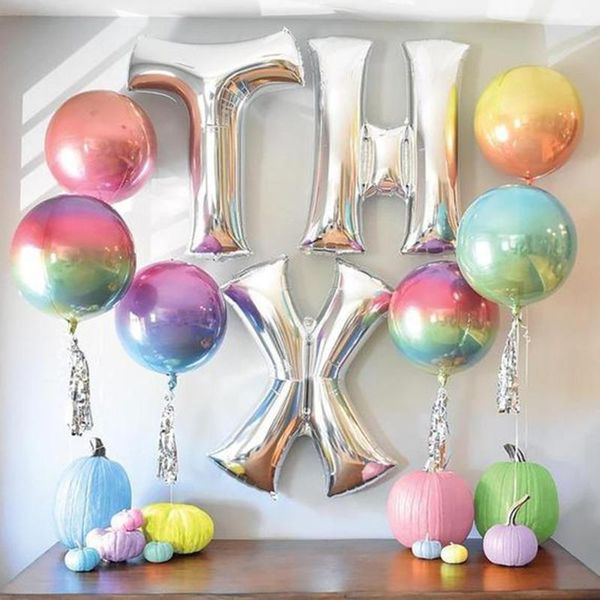 

1pcs 22inch gradient rainbow color 4d disco helium balloon birthday wedding party balloon p props baby shower kids toys deco