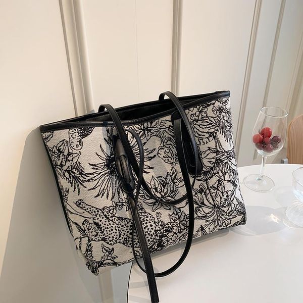 

evening bags casual canvas women's handbags designer zebra print shoulder bag large capacity ladies diagonal all-match tote