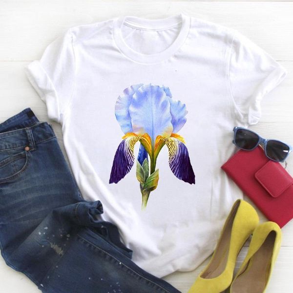 

women shirt womens flower punk floral print cute summer ladies kawaii clothes tees graphic printed tshirt female t-shirt, White
